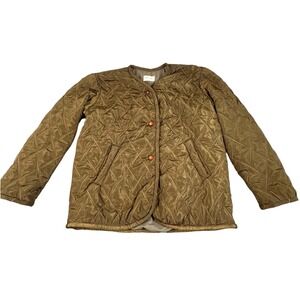 Selah Women Olive Green Diamond Quilted Jacket Button Front